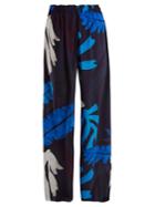 Kalmar Palm-print Wide-leg Silk Trousers