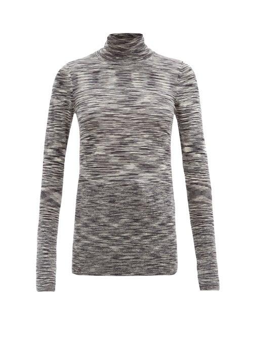 Matchesfashion.com Joseph - Roll-neck Graphic-knit Wool Top - Womens - Black White