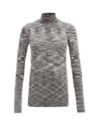 Matchesfashion.com Joseph - Roll-neck Graphic-knit Wool Top - Womens - Black White