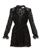 Matchesfashion.com Self-portrait - Leopard Devor Velvet Mini Dress - Womens - Black Navy