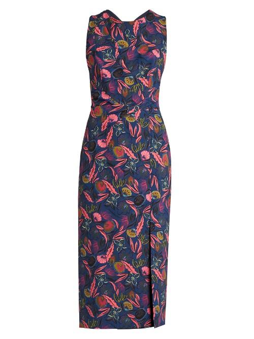 Saloni Justine Floral Leaf-print Midi Dress