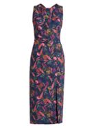 Saloni Justine Floral Leaf-print Midi Dress