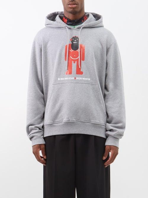 Walter Van Beirendonck - Otherworldly-print Cotton-jersey Hoodie - Mens - Grey Multi