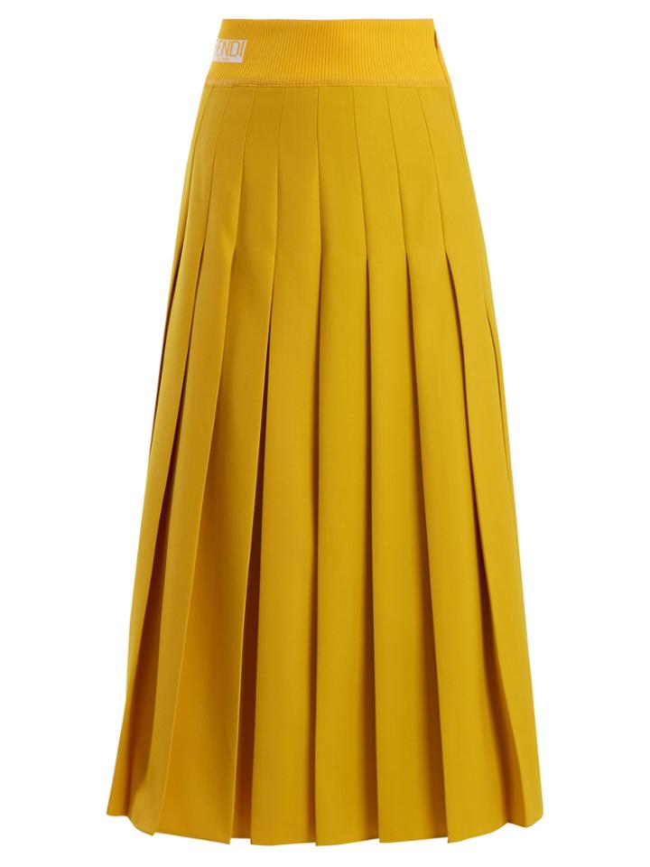 Fendi High-rise Pleated Gabardine Skirt