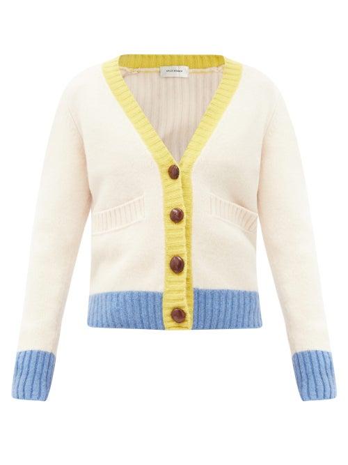 Matchesfashion.com Wales Bonner - Johnson Wool V-neck Cardigan - Womens - White Multi