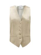 Matchesfashion.com Pallas Paris - Gossip Single-breasted Hammered-satin Waistcoat - Womens - Gold