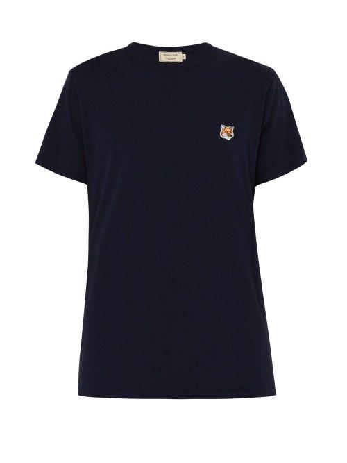 Matchesfashion.com Maison Kitsun - Fox Appliqu Cotton T Shirt - Mens - Navy