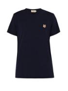 Matchesfashion.com Maison Kitsun - Fox Appliqu Cotton T Shirt - Mens - Navy