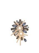 Matchesfashion.com Erdem - Bloom Crystal Embellished Double Pearl Brooch - Womens - Blue