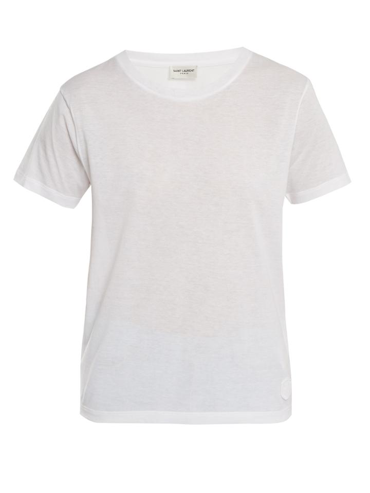 Saint Laurent Logo-appliqu Sheer Cotton-jersey T-shirt