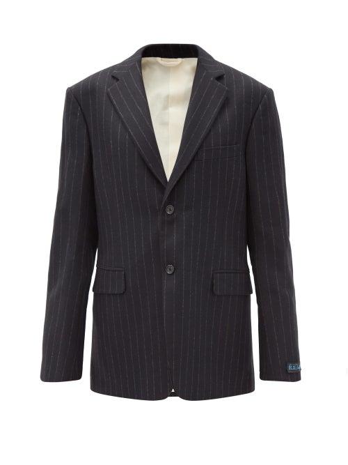 Matchesfashion.com Raf Simons - Pinstriped Wool-twill Suit Jacket - Womens - Black Grey