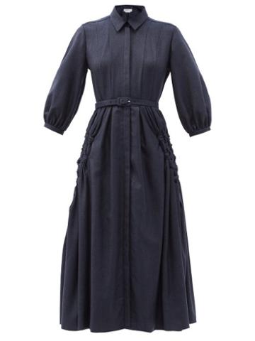Ladies Rtw Gabriela Hearst - Cheval Cashmere Midi Shirt Dress - Womens - Navy