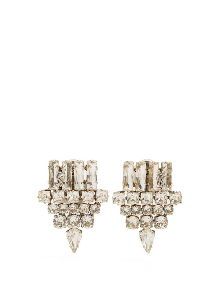Saint Laurent Crystal-embellished Clip-on Earrings