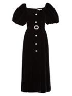 Matchesfashion.com Borgo De Nor - Hazel Puff-sleeve Crystal-embellished Velvet Dress - Womens - Black