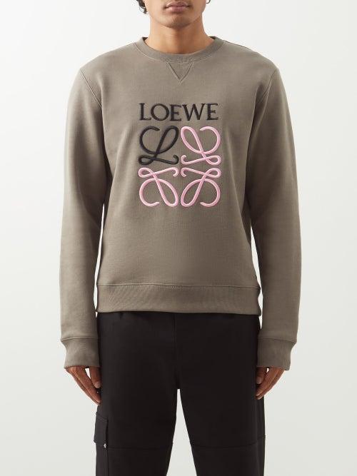 Loewe - Anagram-embroidered Cotton-jersey Sweatshirt - Mens - Grey Beige