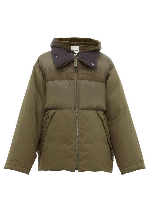 Matchesfashion.com Yves Salomon - Shearling Trimmed Technical Quilted Down Jacket - Mens - Green