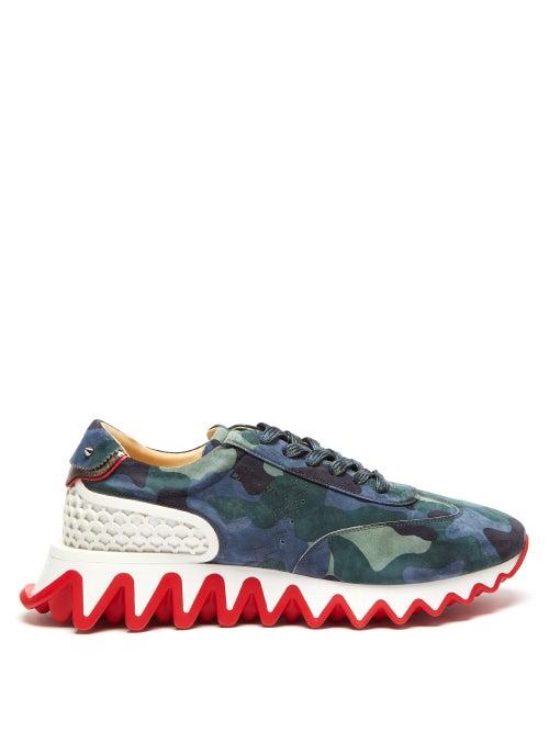 Christian Louboutin - Loubishark Camouflage Suede Trainers - Mens - Multi