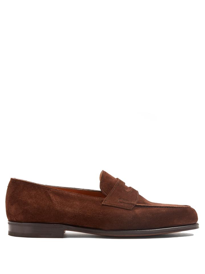 John Lobb Lopez Suede Penny Loafers