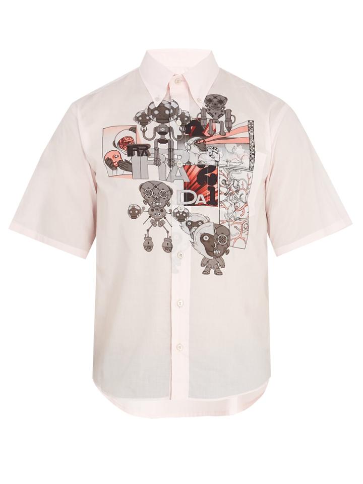 Prada Monkey-print Cotton-poplin Shirt