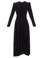 Isabel Marant - Moyrani V-neck Velvet Midi Dress - Womens - Black