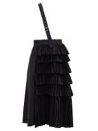 Matchesfashion.com Noir Kei Ninomiya - Asymmetric-strap Pleated Wool Skirt - Womens - Black