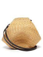 Ines Bressand - Small Woven-grass And Leather Shoulder Bag - Womens - Beige Multi