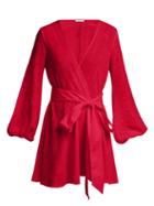 Matchesfashion.com Kalita - Gaia Cotton Gauze Wrap Mini Dress - Womens - Dark Red