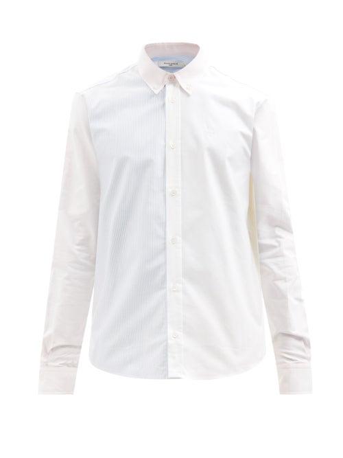 Maison Kitsun - Colour-block And Striped Cotton-poplin Shirt - Mens - Multi