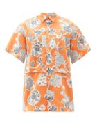 Matchesfashion.com E. Tautz - Floral-print Cotton-poplin Shirt - Mens - Light Orange