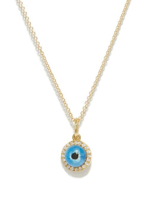 Matchesfashion.com Ileana Makri - Diamond, Quartz & 18kt Gold Mati Evil-eye Necklace - Womens - Blue Gold