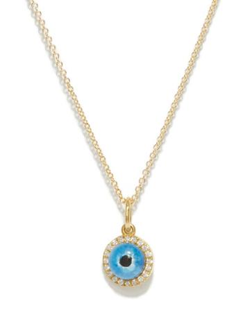 Matchesfashion.com Ileana Makri - Diamond, Quartz & 18kt Gold Mati Evil-eye Necklace - Womens - Blue Gold