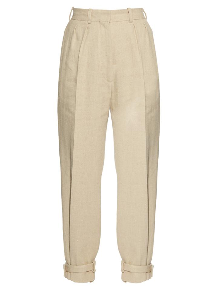 Hillier Bartley Ankle-strap High-rise Linen-blend Trousers