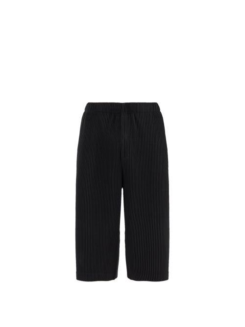 Matchesfashion.com Homme Pliss Issey Miyake - Cropped Technical-pleated Jersey Trousers - Mens - Black