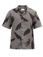 Matchesfashion.com Ami - Feather-print Short-sleeved Shirt - Mens - Grey Multi