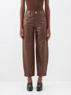 Wandler - Chamomile Barrel-leg Leather Trousers - Womens - Brown