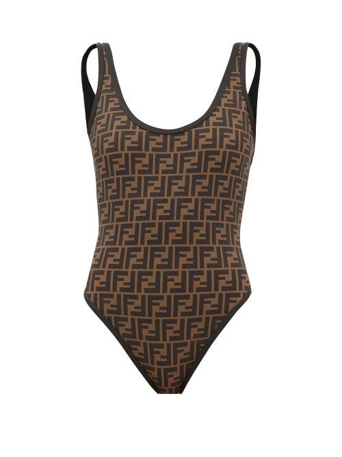 Matchesfashion.com Fendi - Low-back Ff-logo Swimsuit - Womens - Black