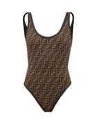 Matchesfashion.com Fendi - Low-back Ff-logo Swimsuit - Womens - Black