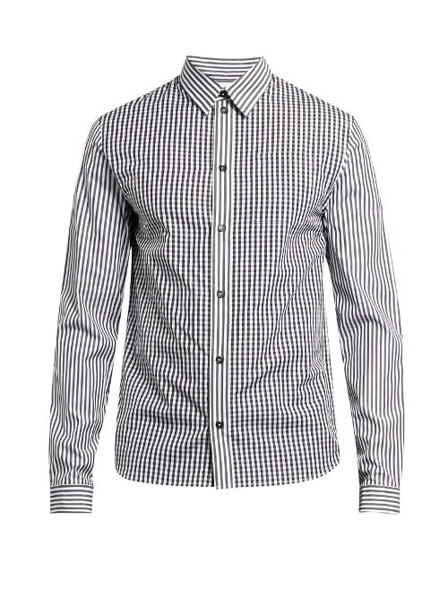 J.w.anderson Gingham And Logo-print Cotton-poplin Shirt