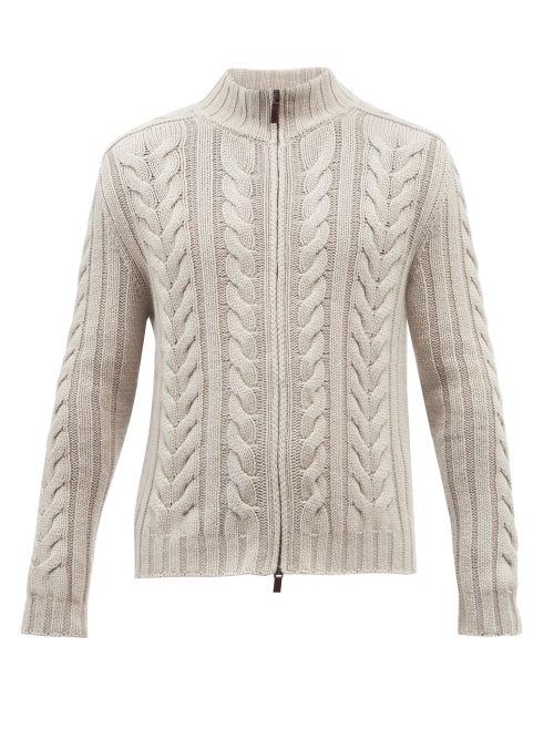 Iris Von Arnim - Leif Zipped Cable-knit Cashmere Jacket - Mens - Beige