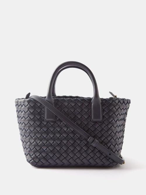 Bottega Veneta - Cabat Mini Intrecciato-leather Top-handle Bag - Womens - Dark Blue