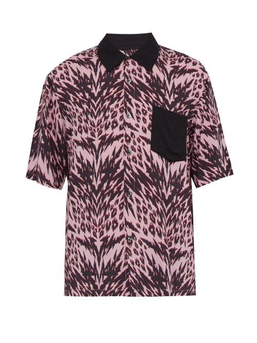Matchesfashion.com Aries - Leopard Print Jersey Shirt - Mens - Pink