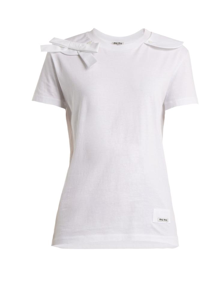 Miu Miu Bow-appliqu Cotton T-shirt