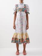 Batsheva - X Laura Ashley Ruthin Printed-cotton Midi Dress - Womens - Multi
