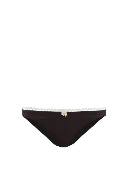 Matchesfashion.com Solid & Striped - The Eva Daisy Appliqu Bikini Briefs - Womens - Black