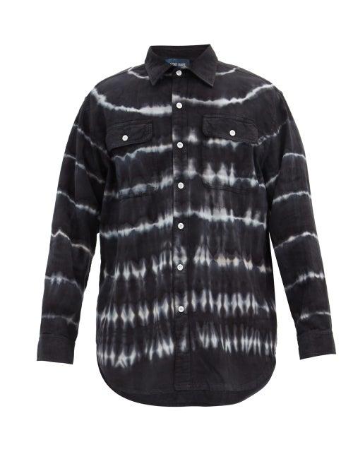 Matchesfashion.com Lost Daze - Tie-dye Striped Cotton Shirt - Mens - Navy