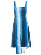 Marni - Painted-stripe Twill Dress - Womens - Blue Stripe