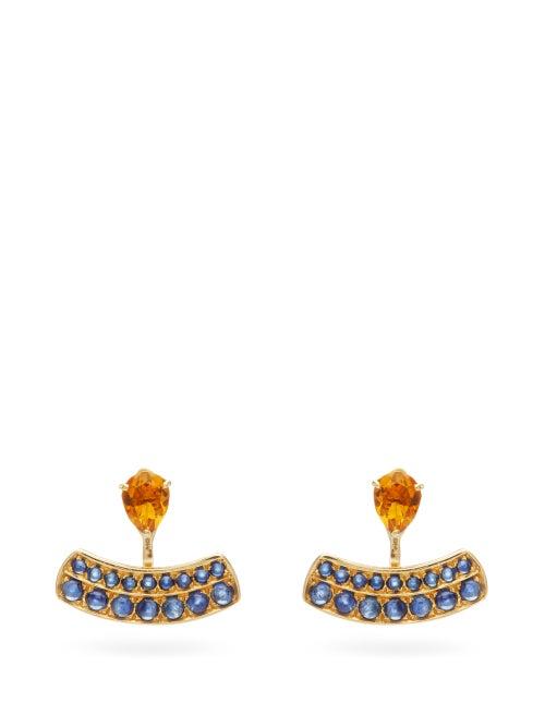 Matchesfashion.com Dubini - Theodora Sapphire, Citrine & 18kt Gold Earrings - Womens - Blue Multi