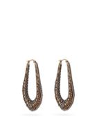 Matchesfashion.com Alexander Mcqueen - Floral-embossed Creole Earrings - Womens - Gold