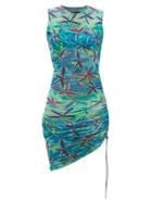 Louisa Ballou - Heatwave Starfish-print Mesh Mini Dress - Womens - Green Multi