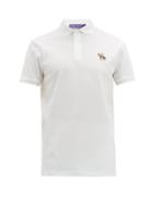Matchesfashion.com Ralph Lauren Purple Label - Logo Embroidered Cotton Piqu Polo Shirt - Mens - White